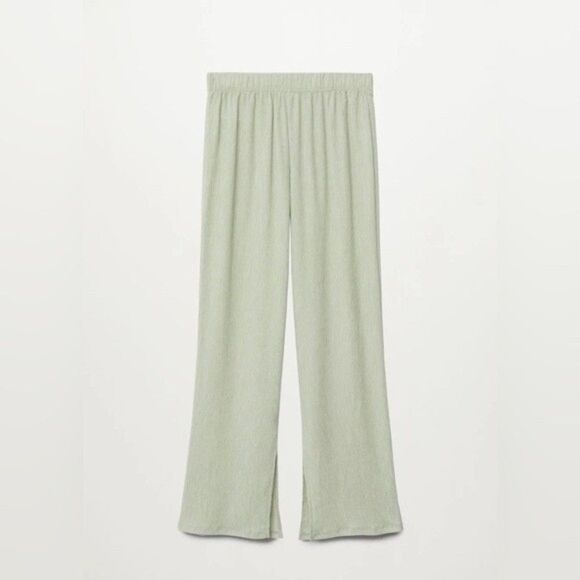 Mango Straight Lyocell Pants Pastel Green - Picture 4 of 12